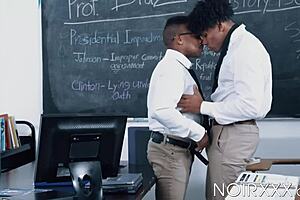 ebony hunks adrian and tony abandon books for intense bareback sex.