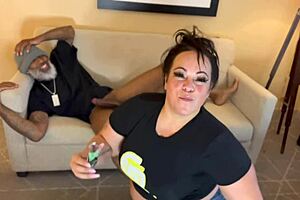 Big black dick fucking big tit brunette in a bent over position