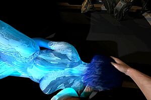 Cortana performs deepthroat blowjob on master chief