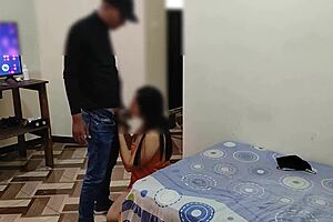 Latina Sucks And Rides Delivery Boy's Dick