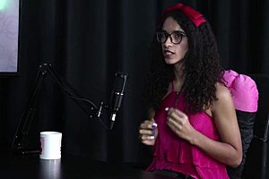 clients love watching her cum, then she switches to dominatrix and submissive in spaghetti transsexual sheer red