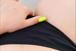 Depravedminx performs classic masturbation in black panties in Germany