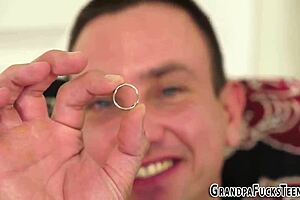 Wow, watch this teen get pounded by an old dude’s huge cock ‘til she’s dripping!!