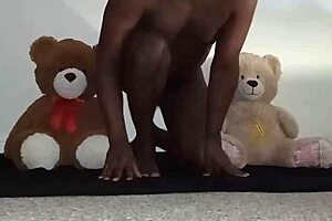 Furry threesome with brown and white toy bears