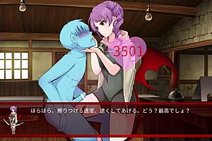 Anime and hentai game with a succubus duel in a test tube