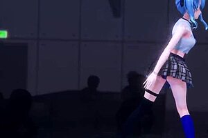 Anime babe Suisei strips and gets clothes ripped in this hot scene by Kiido