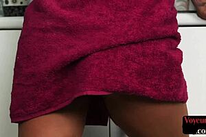 British beauty watches submissive partner in private moment