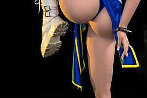 Beautiful brunette sex doll in the hot scene from an anime video