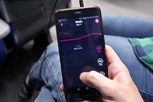 Teen girl has orgasm while riding a train