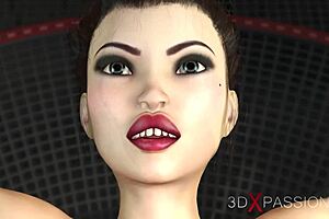 Big cock penetrates bald and cuffed sci-fi sex machine