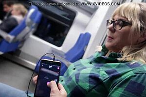 Teen girl has orgasm while riding a train