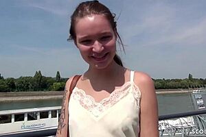 german scout bangs 19-year-old student mia in public anal