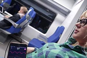 Teen girl has orgasm while riding a train