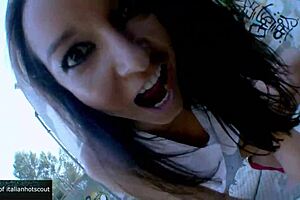 Wonderful Brunette Girl Enjoys Outdoor Adventure With Heels And Cute Looks