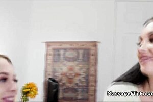 roomies innocent massage turns into wild lesbian scissoring and fingering