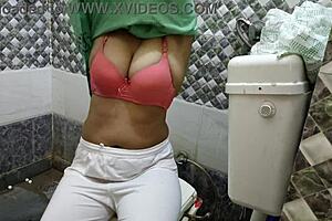 Hot housewife gets her ass fucked by stepson in bathroom