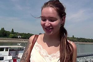 german scout bangs 19-year-old student mia in public anal