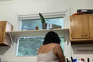 Latina Milf Having Fun Doing The Dishes