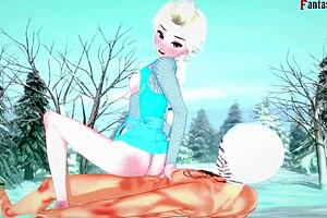Elsa in hardcore sexual experience in Frozen fantasy