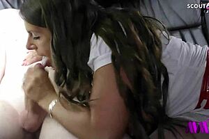 Mature German Sexy Susi Takes Strangers for Anal Orgy in Car with Bouncing Tits