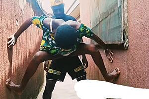 Hide and seek turns into outdoor kissing with neighbor's daughter