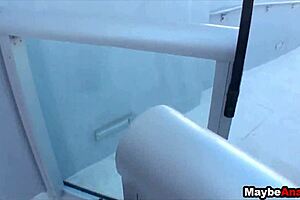 Amateur brunette Evelyn Lacie has her first anal adventure?