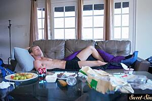 bigtits stepteen doggystyled hard in the bedroom with cum on ass