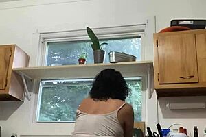Latina Milf Having Fun Doing The Dishes