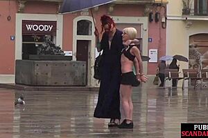 i'm a public slut getting humiliated on the street by my strict domina. she spanks me hard.