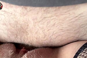 Close up of a hairy housewife’s vagina after being fucked