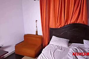 She bends over, sucking my big cock while squirting