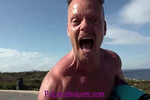 i can’t believe these 2 old guys banging a hot Spanish girl on the beach