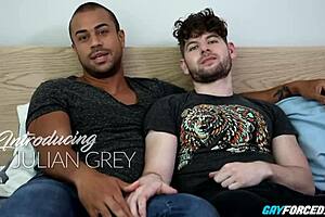 Deepthroat and hardcore interracial sex with a gay couple