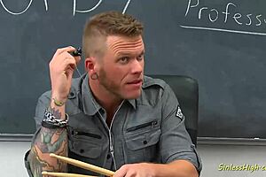 Slutty Brunette Babe Seduced Shaved Teacher With Intense Pussy Action