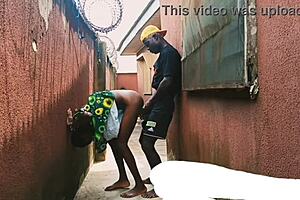 Hide and seek turns into outdoor kissing with neighbor's daughter