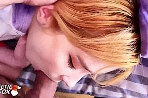 babe gives blowjob then hard pussy fuck in pov, ending with facial