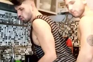 A hot farm role play scene with a Latino plumber