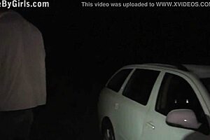 Look At This Gorgeous Blonde Girl Getting Banged In A Public Gangbang Orgy In The Car