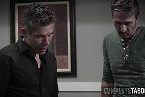 Kinky teen 18+ stepdaughter gets spitroasted in taboo threesome.