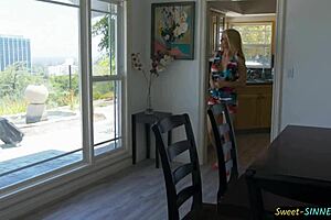 Beautiful brunette teen enjoys hard cock in her mouth