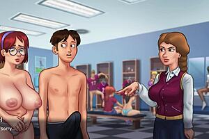Redhead college student Judith's big tits and anal sex
