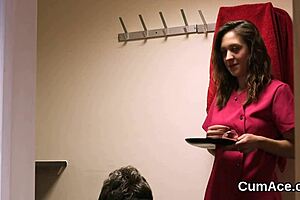 Hot Doll Receives Jizz Load On Her Face Swallowing It!