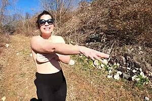 Fat woman in thong flashes huge ass outdoors in exhibitionist fetish compilation