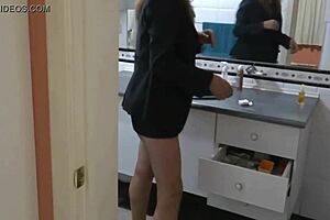 spying on my 58 year old wife in bathroom lingerie