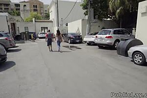 hot brunette american babe teases with outdoor pov fucking and big cock facial