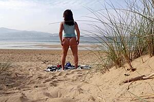 hey, ever seen a curvy milf change and workout on the beach?