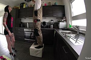 german teen fucks repairman bareback