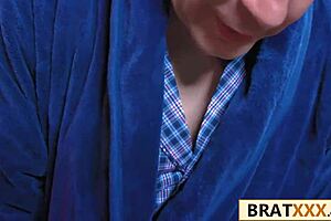 Tiny bookworm's tight pussy fucked by stepdad 😈