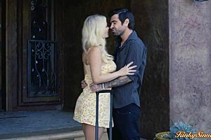 Big Tits Babe Receives Hard Fucking and Blowjob from Bartender in Lingerie