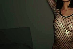 petite babe in fishnets getting fucked hard against the wall 😈